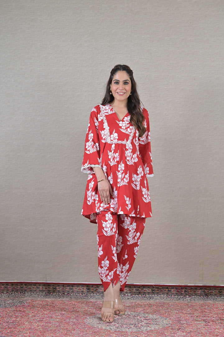 Crimson Maternity Kurta + Bump Band Bottom (2 pc) (100% Cotton) momzjoy.com