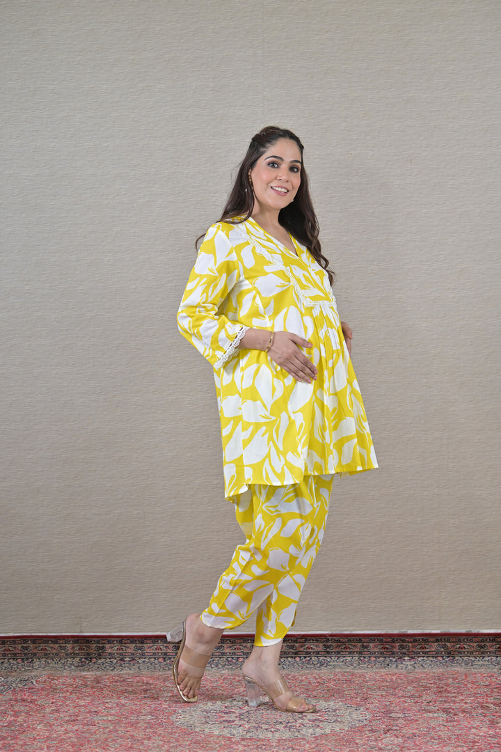 Lemony Maternity & Nursing Kurta + Bump Band Bottom (2 pc) (100% Cotton) momzjoy.com