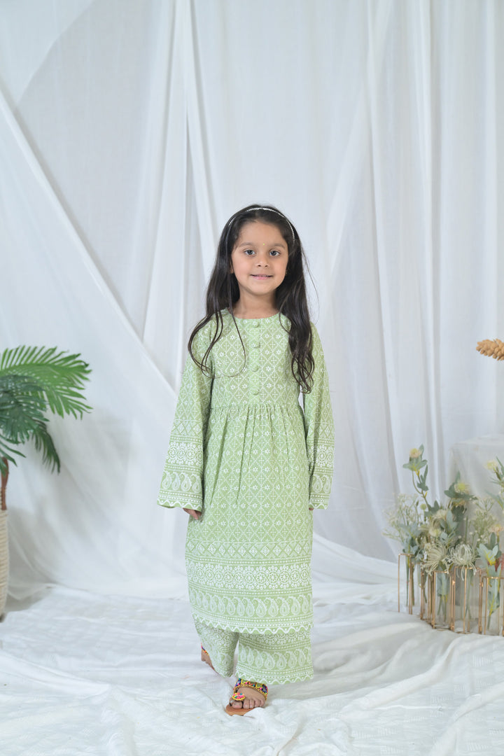 Winsome Olive Green Kurta Set (2pc) (0-12 Yrs) MOMZJOY.COM