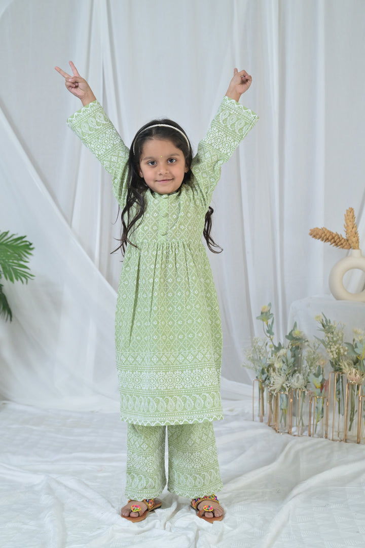 Winsome Olive Green Kurta Set (2pc) (0-12 Yrs) MOMZJOY.COM