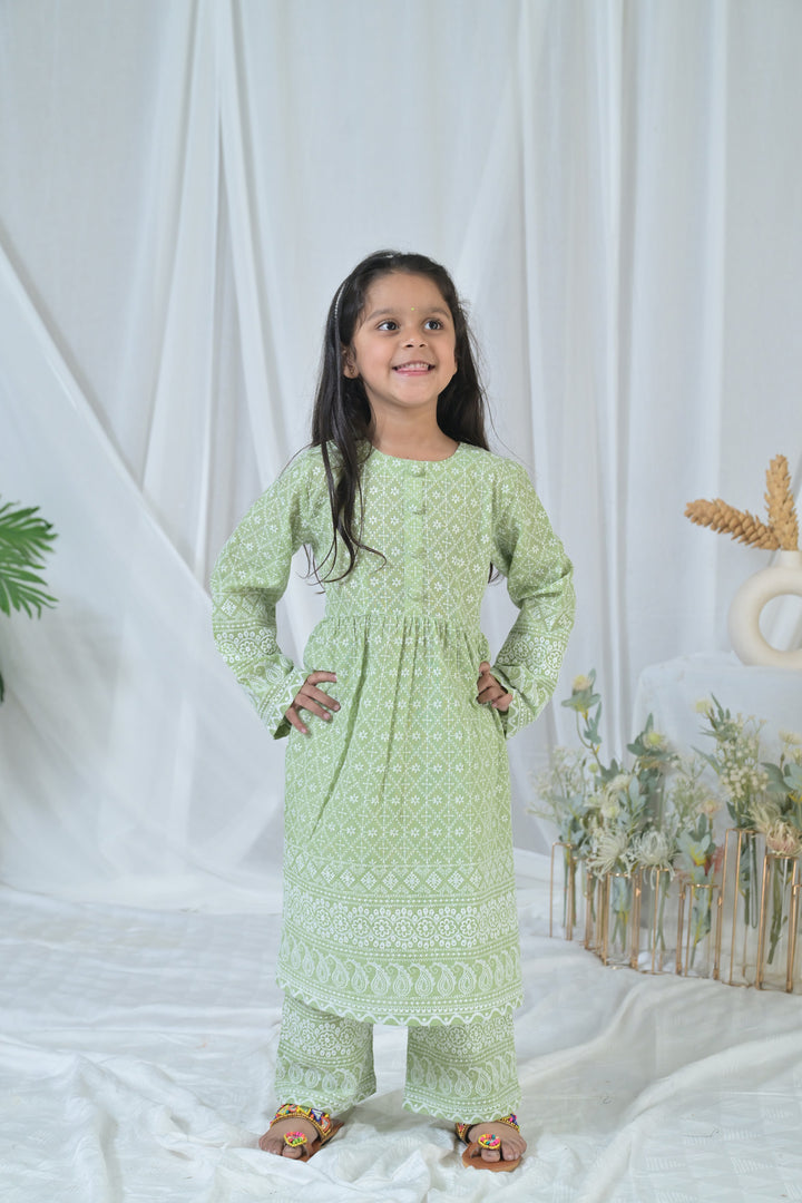 Winsome Olive Green Kurta Set (2pc) (0-12 Yrs) MOMZJOY.COM