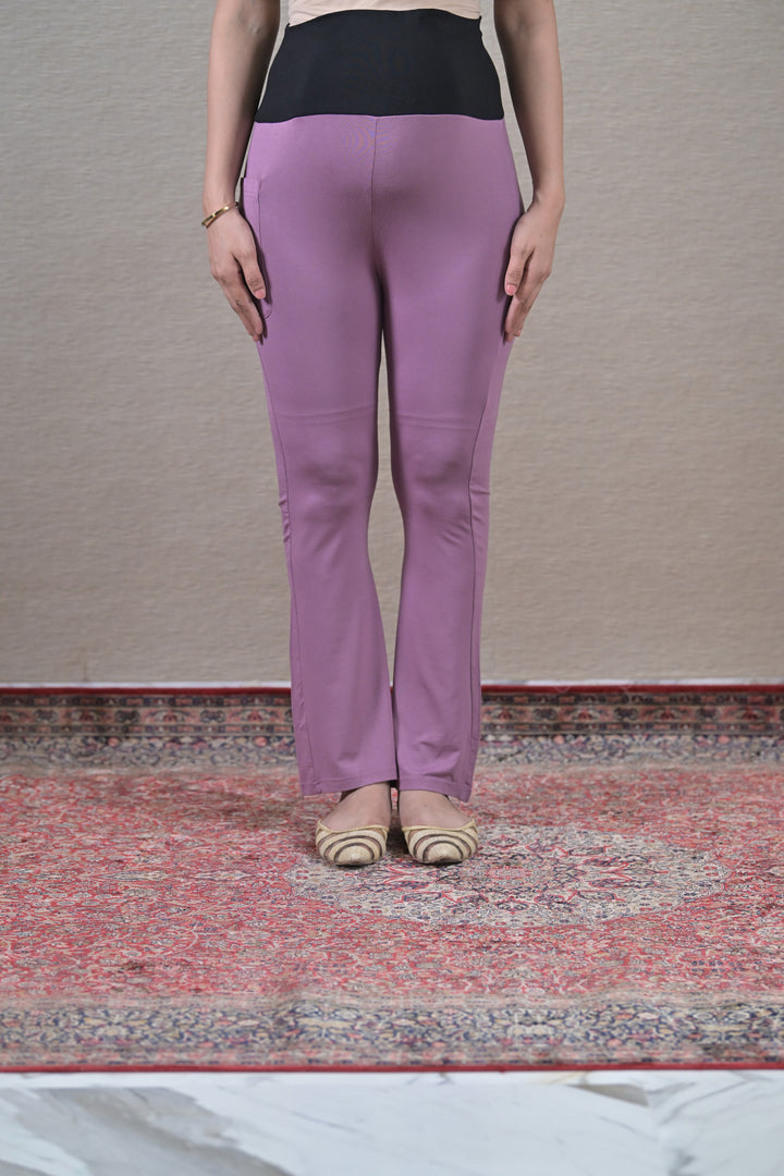 Mauve Over The Bump Boot Pant MOMZJOY.COM