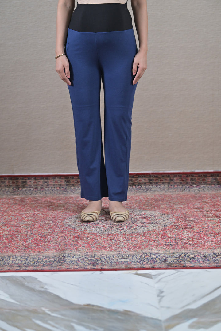 Indigo Blue Over The Bump Straight Pant (100% Cotton) MOMZJOY.COM