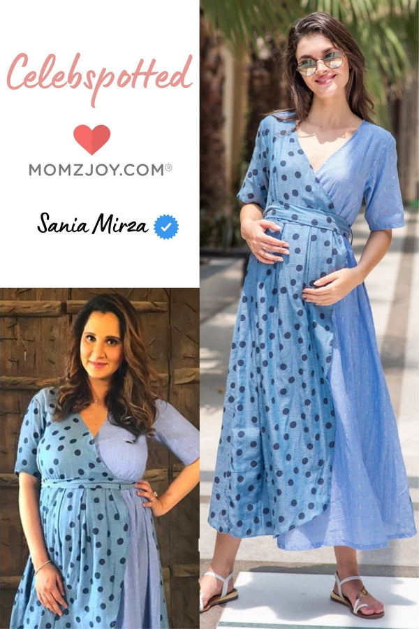 Cotton Sky Polka Maternity & Nursing Wrap Dress momzjoy.com