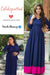 Blue Contrast Front Wrap Maternity & Nursing Dress momzjoy.com