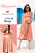 Luxe Peach Shimmer Front Knot Lycra Maternity Dress MOMZJOY.COM