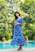 Azure Paisley Art Slit Concealed Zips Maternity & Nursing Dress MOMZJOY.COM