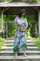 Forest Sea Green Maternity & Nursing Flow Dress momzjoy.com