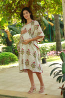 Classic Ethnic Floral Maternity & Nursing Kaftan (100% Cotton) momzjoy.com