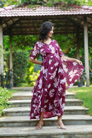 Eden Grape Wine Maternity & Nursing Flow Dress momzjoy.com