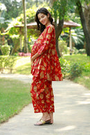 Love Crimson Red Maternity & Nursing Peplum Kurta + Bump Band Bottom (2 Pc) momzjoy.com