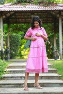 Victoria Blush Pink Maternity & Nursing Dress (100% Cotton) momzjoy.com