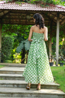 Retro Olive Green Polka Maternity Off-Shoulder Dress momzjoy.com