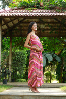 Abstract Rosy Pink Maternity & Nursing Dress MOMZJOY.COM