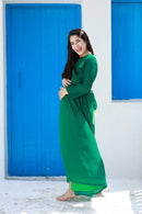 Graceful Emerald Green Maternity Knot Dress MOMZJOY.COM