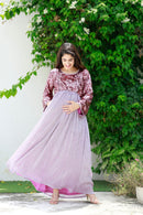 Luxe Sparkling Lavender Maternity & Nursing Dress momzjoy.com