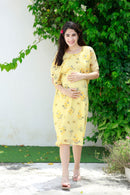 Yellowish Cream Blossom Maternity & Nursing Dress momzjoy.com