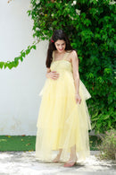 Dazzling Pastel Yellow Maternity Layered Dress momzjoy.com