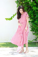 Love Red Striped Maternity & Nursing Dress momzjoy.com