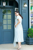 Love Sage Green Striped Maternity & Nursing Dress momzjoy.com