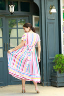 Aztec Multicolor Striped Maternity & Nursing Dress MOMZJOY.COM