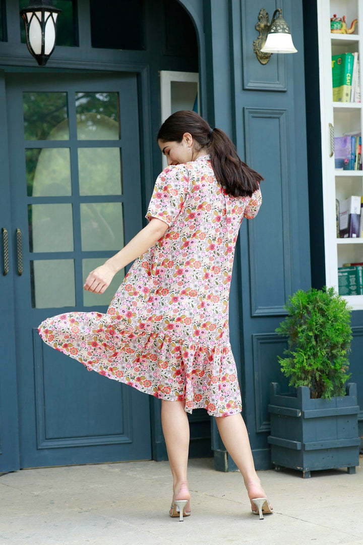 Quirky Amber Floral Punch Maternity & Nursing Dress momzjoy.com