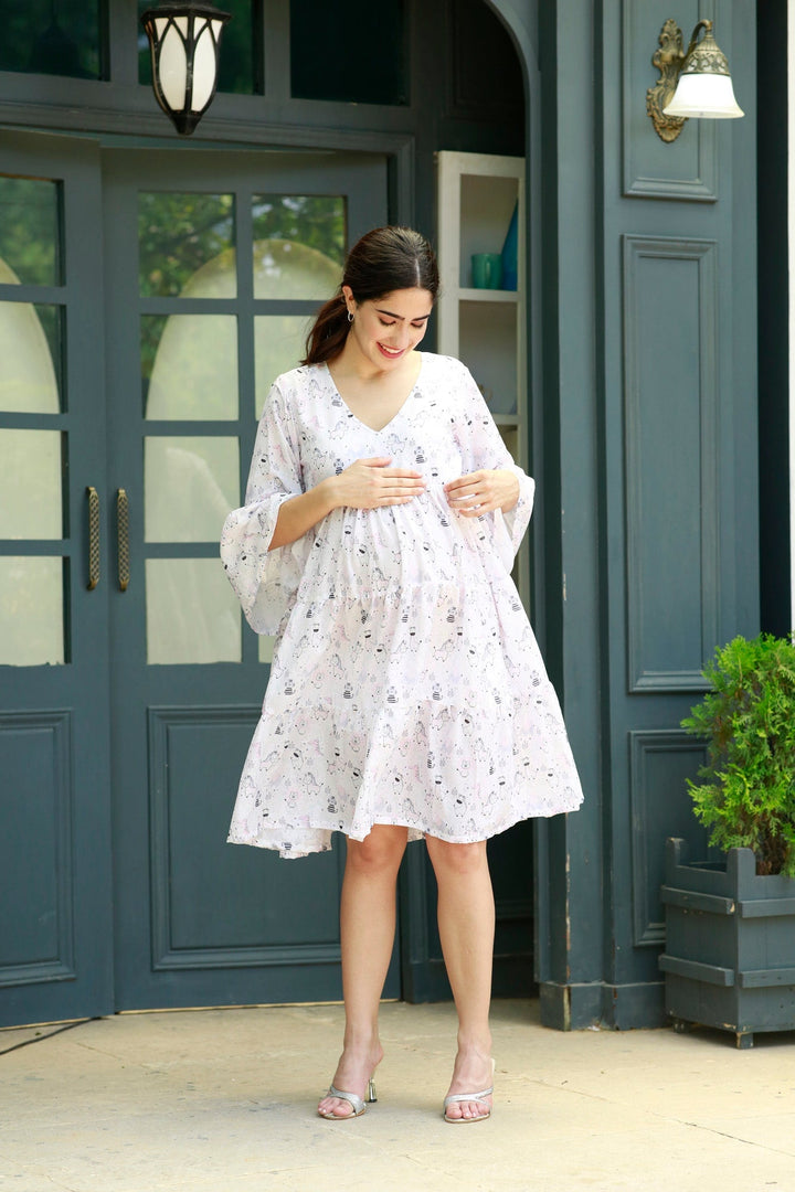 Lovable Cheeky Maternity & Nursing Frill Dress momzjoy.com