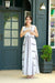 Calm White Dual Striped Maternity & Nursing Dress MOMZJOY.COM