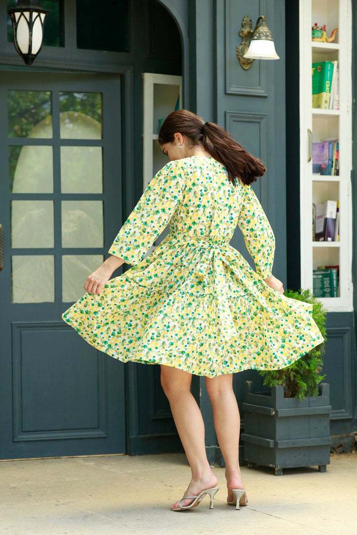 Green Blooming Garden Maternity & Nursing Dress MOMZJOY.COM