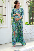 Classic Daisy Side Slit Concealed Zips Maternity & Nursing Dress MOMZJOY.COM