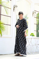 Graceful Black Ikat Maternity & Nursing Kaftan (100% Cotton) momzjoy.com