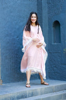 Luxe Coral Shimmer Striped Maternity & Nursing Kaftan momzjoy.com