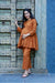Rusty Orange Maternity & Nursing Peplum Kurta + Bump Band Bottom (2 Pc) (100% Cotton) momzjoy.com