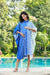 Chic Nautical Azure Blue Maternity & Nursing Kaftan Shirt Dress MOMZJOY.COM