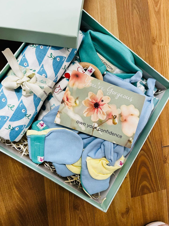 Blue Whale Baby Welcome Gift Box MOMZJOY.COM