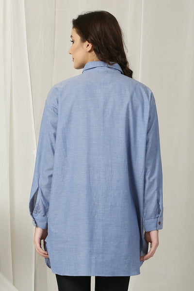 Denim Blue Maternity & Nursing Shirt (100% Cotton) momzjoy.com