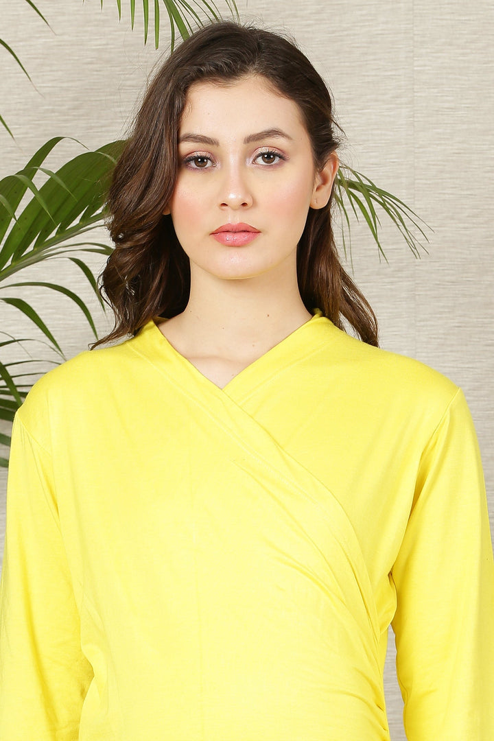 Maternity & Nursing Wrap Tops - Yellow & Blue Twin Pack MOMZJOY.COM