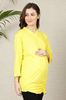 Yellow Gathered Maternity & Nursing Wrap Top momzjoy.com