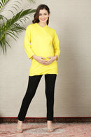 Yellow Gathered Maternity & Nursing Wrap Top momzjoy.com