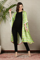 Eden Lime Green Cascading Maternity Satin Cover Up momzjoy.com