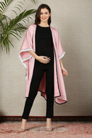 Regal Blush Pink Cascading Maternity Satin Cover Up momzjoy.com