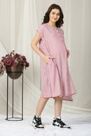 Breezy Red Striped Maternity & Nursing Dress MOMZJOY.COM