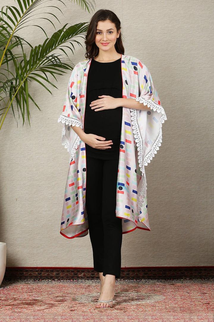Mellow Colorful Maternity Satin Cover Up momzjoy.com