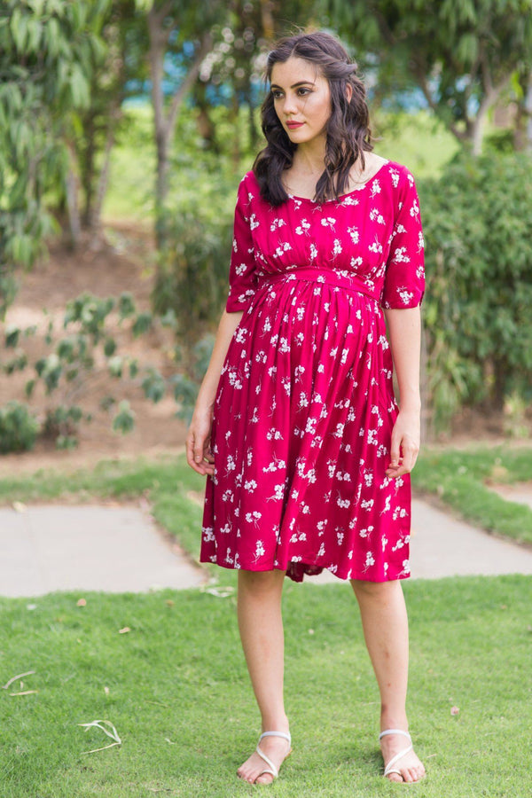 Cherry Bloom Maternity & Nursing Dress - MOMZJOY.COM