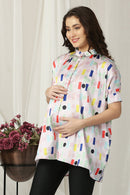 Soothing Colorful Maternity & Nursing Satin Top MOMZJOY.COM