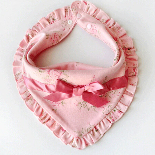 Peachy Floral Bow Baby Bib (0-1 YR) MOMZJOY.COM