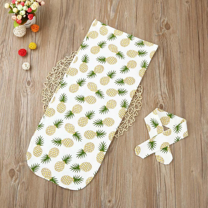 Newborn Yellow Pineapple Swaddle and Headband - MOMZJOY.COM