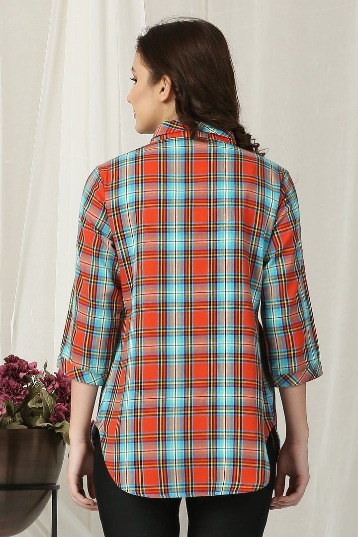 Chic Carrot Tartan Check Maternity & Nursing Top momzjoy.com