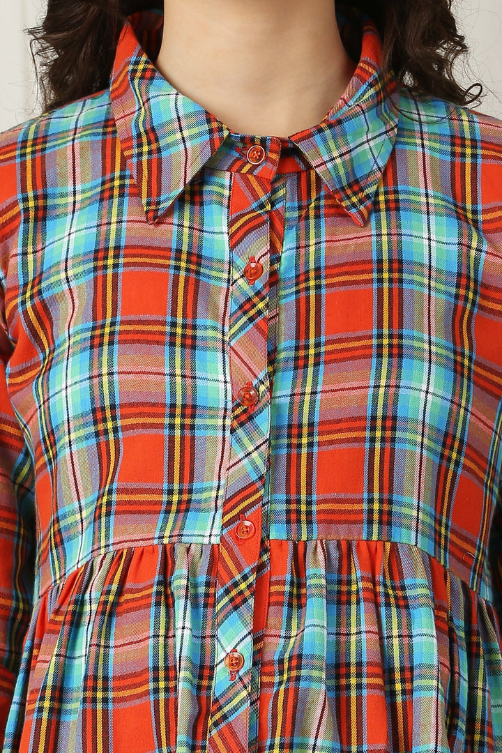 Chic Carrot Tartan Check Maternity & Nursing Top momzjoy.com