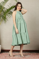Swing Pistachio Layered Maternity & Nursing Flow Dress MOMZJOY.COM